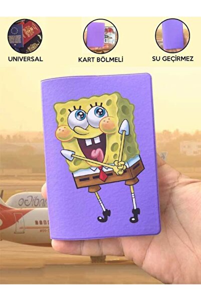 Cekuonline Spongebob Purple Vinlex Passport Cover Case Compatible with All Country Passports