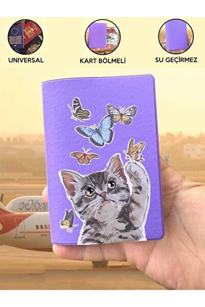 Cekuonline Cat Game Purple Vinlex Passport Cover Case Compatible with All Country Passports