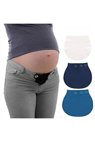 Pimobile Extensor de talie pentru pantaloni de maternitate-extensor de pantaloni pentru femei Albastru-alb-albastru închis 3 culori