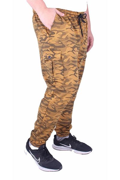 Starbattal Plus Size Pastel Camouflage Lycra Men's 2ip Sweatpants 23503 Mustard