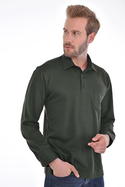 Çizgi Triko Чоловіча сорочка з коміром, манжетами на рукавах і кишенями