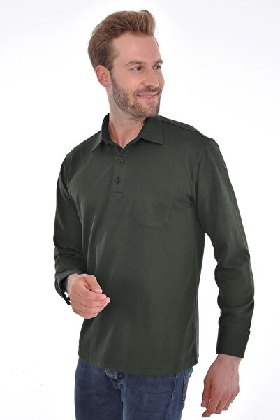 Çizgi Triko Чоловіча сорочка з коміром, манжетами на рукавах і кишенями