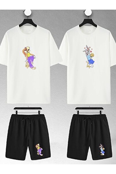 macklin Unisex majica i šorti za parove sa printom Bugs Bunnyja i Lole, kombi...