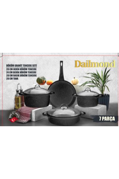 DAILYMOOD Dailmond 7 Piece Set - Cast Iron Granite Pots