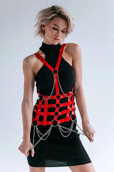 Angels Passion Stylish Leather Belt with Chain Detail