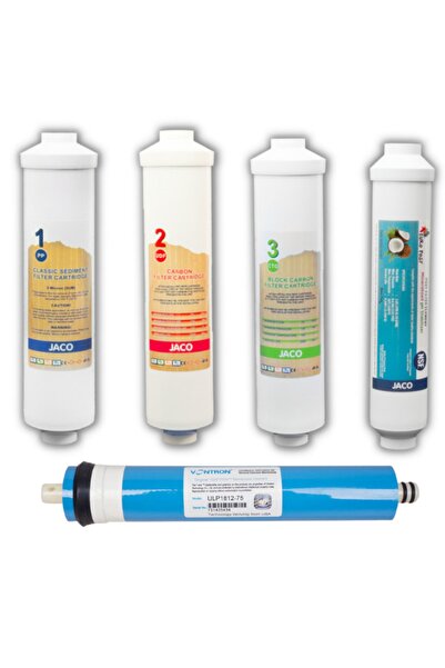 Eminel Ticaret Su Arıtma Cihazı Jaco Carbon Dişli Inline 5 Li Filtre Seti Q75...