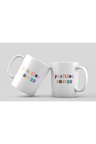 PRINT it الطاقة الإيجابية - كوب بورسلين مطبوع بتصميم خط ريترو للطاقة الإيجابية