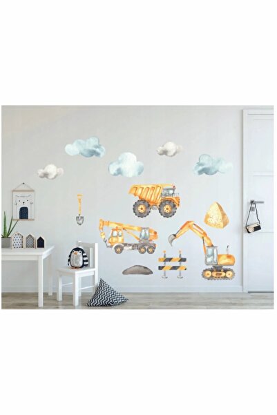 Think And Print Inşaat Ekskavatör Çocuk Odası Kepçe Duvar Çıkartmaları
