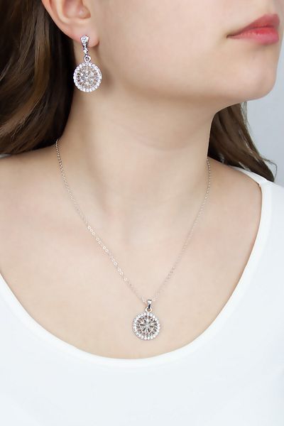 Pridza Zircon Stoned Elegant Evening Dress Set