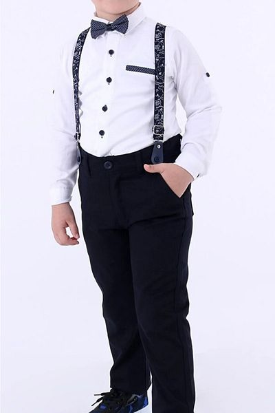 Terry Boy's Navy Blue Color Bow Tie Strappy Double Suit
