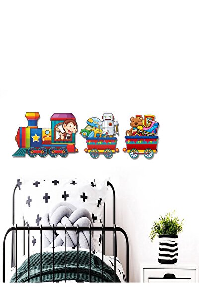 HYL Çocuk Odası Duvar Dekoru Tren Uv Baskı Mdf (sticker Değildir)