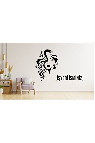 EYBA STİCKER Kuaför Güzel Kadın Uzun Saçlı Isimli Işyeri Cam Sticker Güzel Ka...