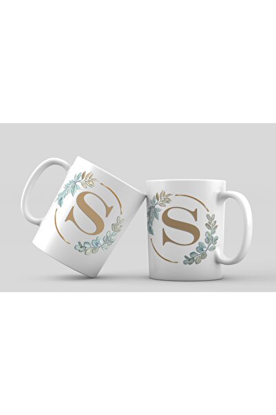 PRINT it حرف S - كوب بورسلين مطبوع بتصميم مؤطر