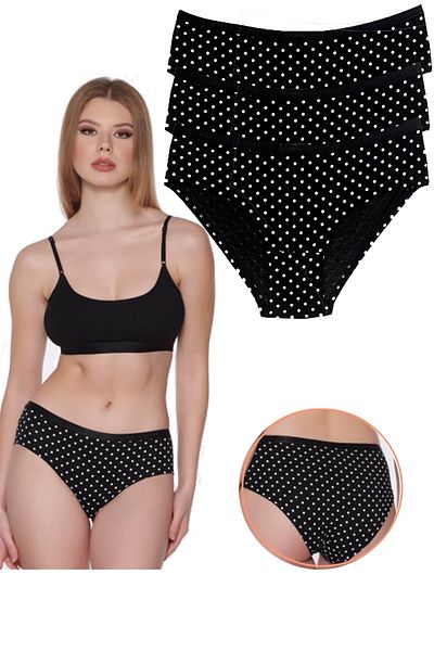 Vanilya Secret Γυναικεία βαμβακερά εσώρουχα Hipster 3 τεμαχίων με πουά σχέδιο