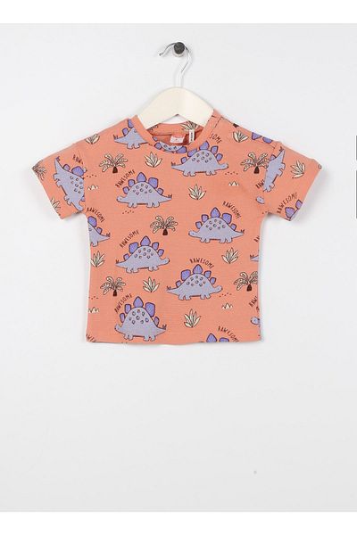 Koton Printed Orange Baby T-shirt 3smb10151tk