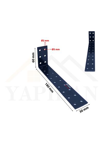 Yapıkan Siyah Deprem Güvenliği Dolap Sabitleme Aparatı Seti 30x60x180mm - L Demir Gönye Köşe Birleştirme