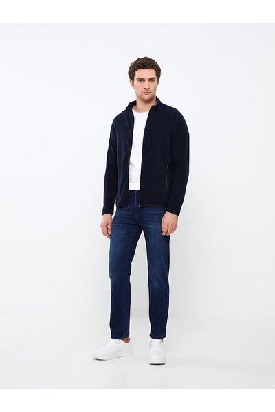 LC Waikiki Stand Collar Long Sleeve Fleece Men's Sports Cardigan