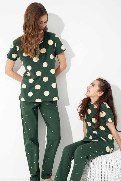 Siyah İnci Set pijamale tricotate din bumbac Lycra