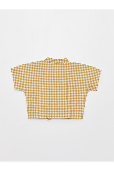 LC Waikiki Plaid Short Sleeve Girl's Crop Shirt