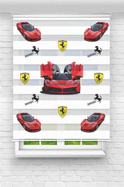 serir home Ferrari Baskılı Perde Çocuk Odası Zebra Perde (en*boy)