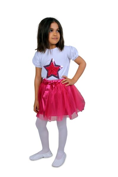 ALKANO Devojačka majica sa zvezdastim uzorkom u boji fuksije, fuksija tutu su...