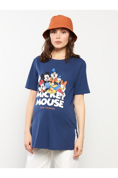 LC Waikiki Kurzarm-Umstands-T-Shirt aus Baumwolle mit Rundhalsausschnitt und Mickey-Mouse-Aufdruck