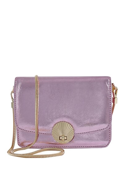 Twinsaction Lucetta Pembe Lamine Deri Omuz Çantası