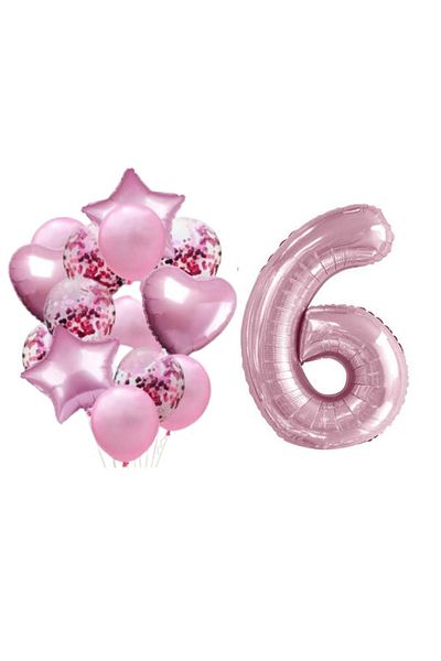 parti sürprizi Pink Foil Balloon Set for Age 6