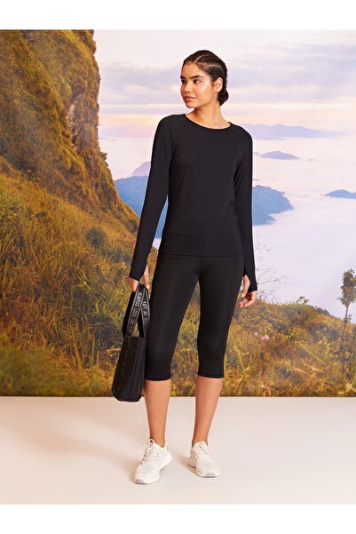 LC Waikiki Μακρυμάνικο γυναικείο μπλουζάκι εξωτερικού χώρου με στάμπα με λαιμ...