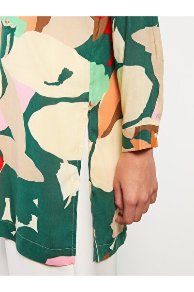 LC Waikiki Inggalléros mintás hosszú ujjú viszkóz női tunika