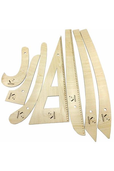 Kuffon Riga Ruler Set Wooden 7 Pieces