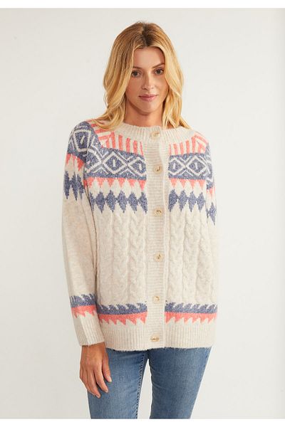 USHA MAVIİ ETİKET Knöpfe lynnea ile Strickjacke