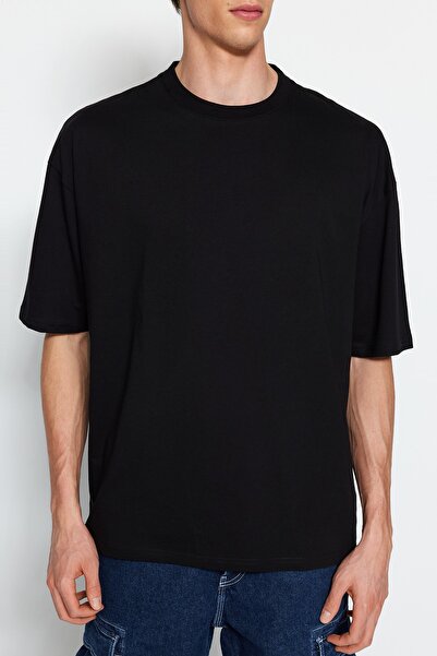 Trendyol Collection Μαύρο μπλουζάκι ποδηλάτου με στάμπα πλάτης 100% βαμβάκι TMNSS23TS00236