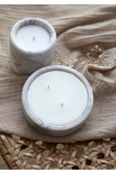 a&p Ylang Ylang Kokulu Siyah Marble Desen 2'li Mum Seti