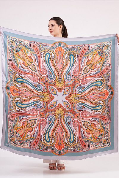 Nomads Felt Pure Silk Shawl Scarf| 140 cm| Etro Pattern 8