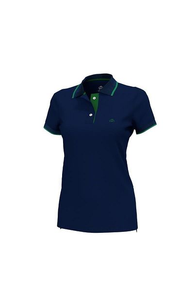 Woolnat Polo Neck Striped Cotton Women's T-shirt