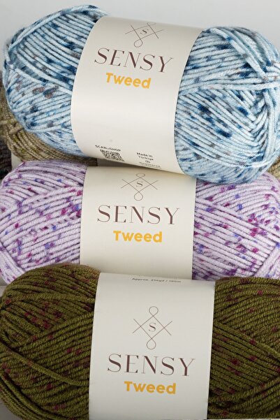 SENSY Преміум твід ручної в'язки нитки для шапок, шарфів, кардиганів, светрів, домашнього текстилю, білі