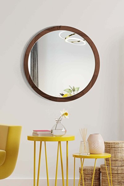 Resmo Doğal Ağaç Masif 50cm Ceviz Çerçeveli Antre Koridor Duvar Salon Banyo Ofis Çocuk Yatak Odası Ayna