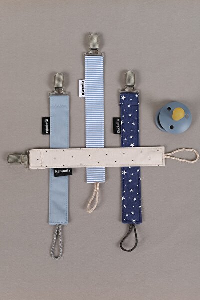 KARAMİLA 4’lü Erkek Bebek Emzik Askısı- Emzik Zinciri-emzik Tutacağı-erkek Be...