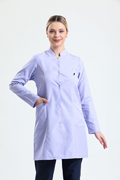 Ehil Hakim Yaka Alpaka Kumaş Iş Önlüğü Iş Kıyafeti Alpaka Önlük Kadın Lacivert Hakim