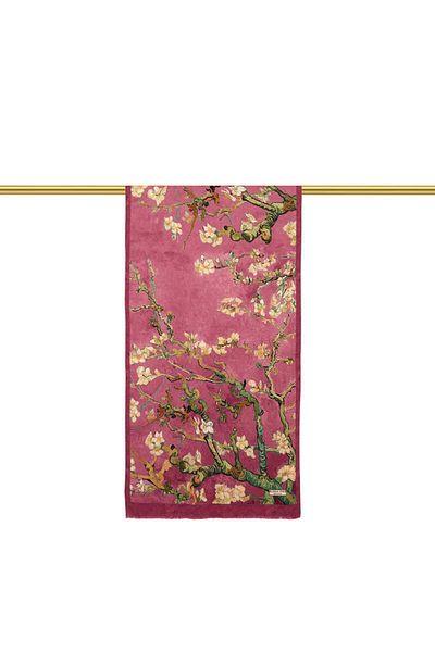 Bursa İpek Rose Dried Almond Flower Silk Scarf