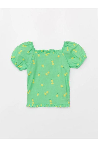 LC Waikiki Κοντομάνικη κοριτσίστικη μπλούζα Lcw Kids με τετράγωνο λαιμό