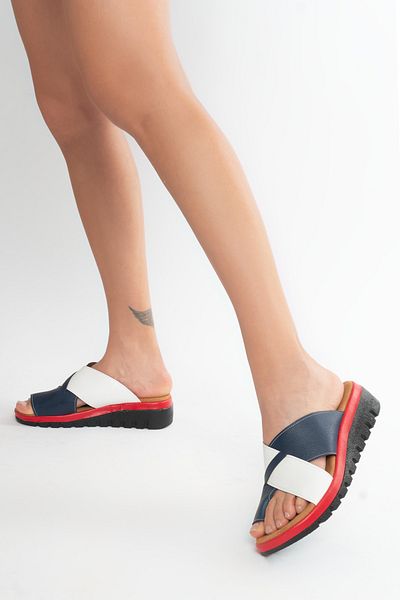 PASSAGE SHOES Women's Skin Flip Flops Comfort Slippers 6207 Red White