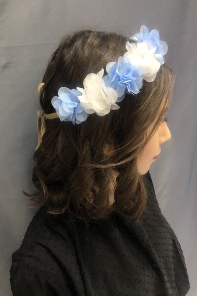 GELD Γυναικεία κορώνα διασκέδασης Henna Bebe Μπλε-λευκή κορώνα λέιζερ με λουλ...