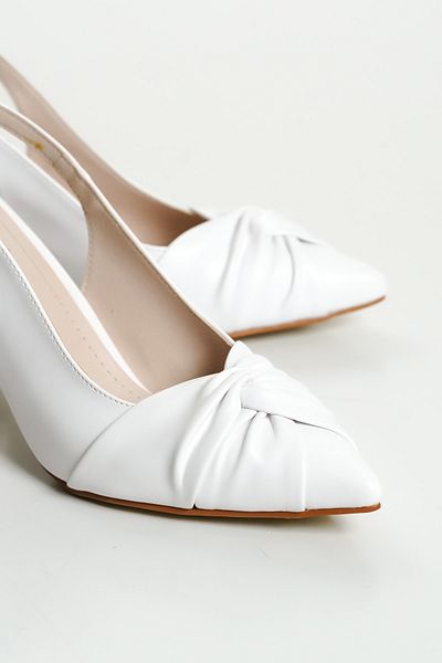 ZİESCE Pantofi stiletto cu toc alb cu frunte adunată de damă