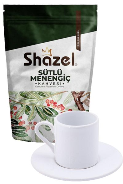 Shazel Menengic Coffee with Milk 200 gr+ Patternless Turkish Coffee Cup