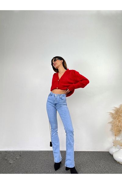 Trn JNS Lora Spaniolă Blugi Spanioli Blue Snow Wash Flare Leg Jeans cu talie înaltă de colecție de blugi spanioli