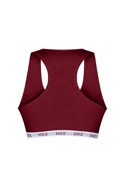 HNX Βουργουνδί ελαστικό αθλητικό σουτιέν και στρινγκ γυναικεία κιλότα