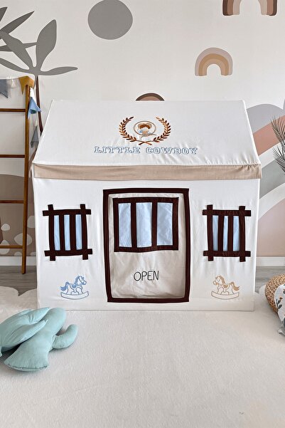 Miniden Çocuk Oyun Evi Kovboy Desenli Oyun Çadırı Oyun Alanı