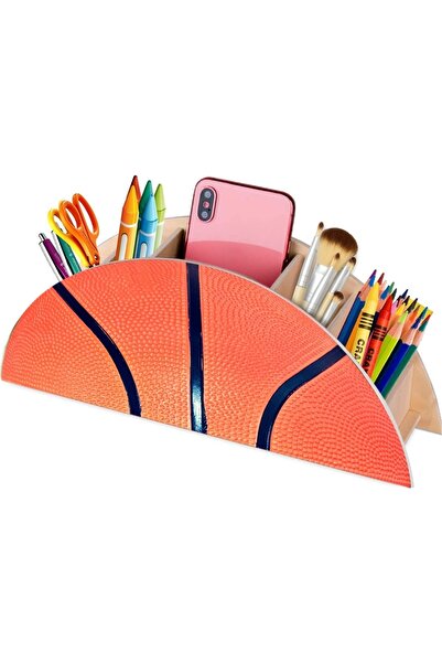 Ağaçistan Ahşap Basketbol Topu Masaüstü Kalemlik Kalem Kutusu Organizer
